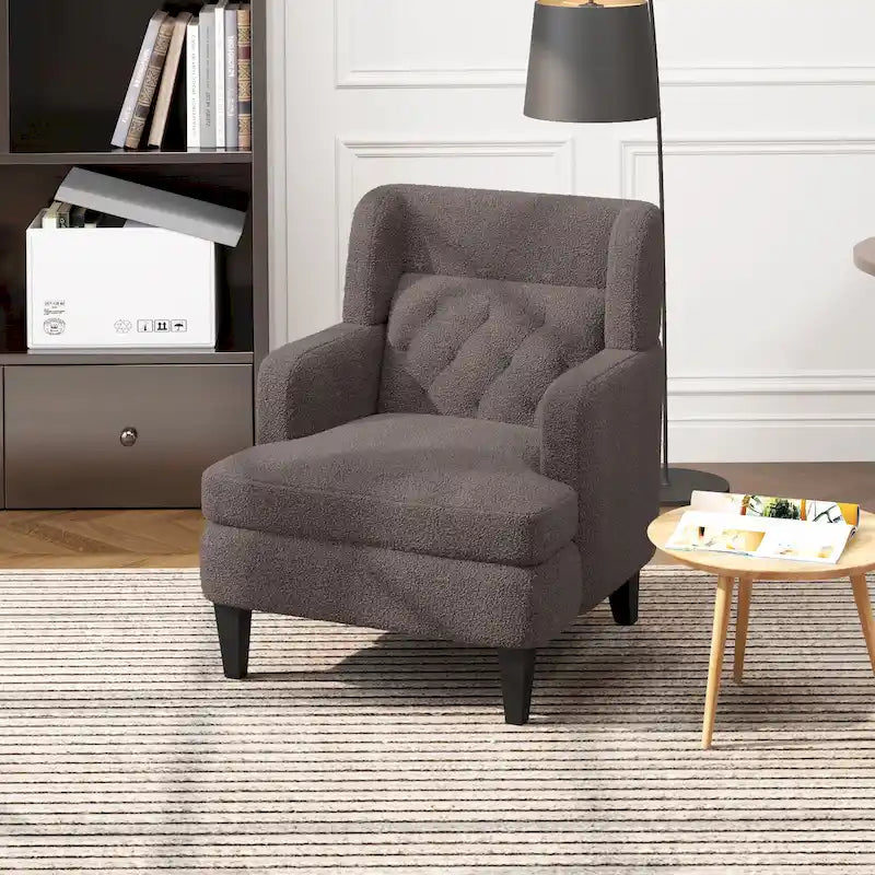 Modern Fabric Accent Chair with Tufted Back