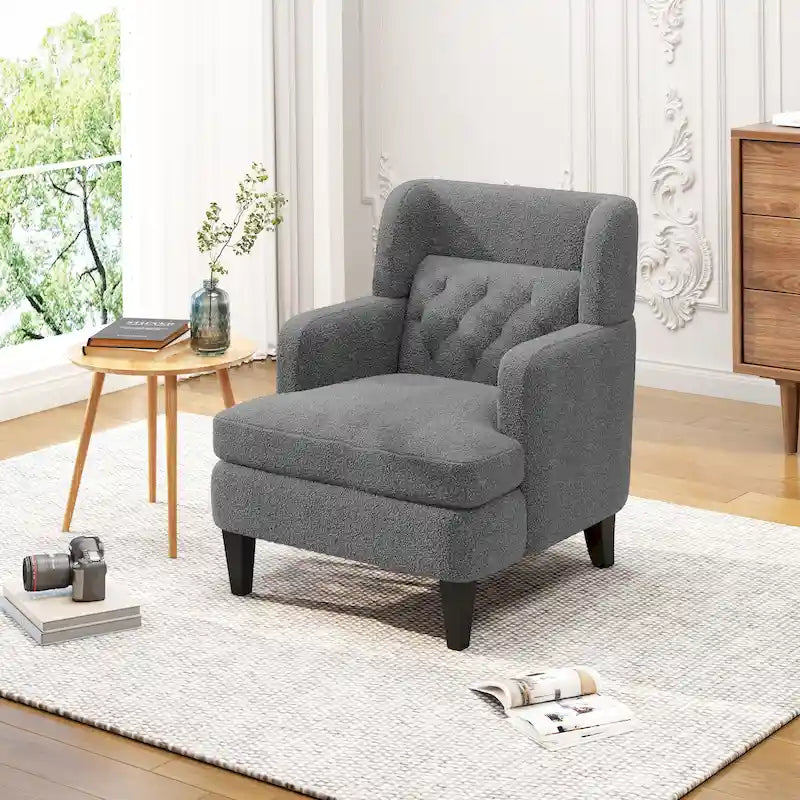 Modern Fabric Accent Chair with Tufted Back