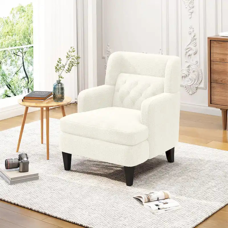 Modern Fabric Accent Chair with Tufted Back