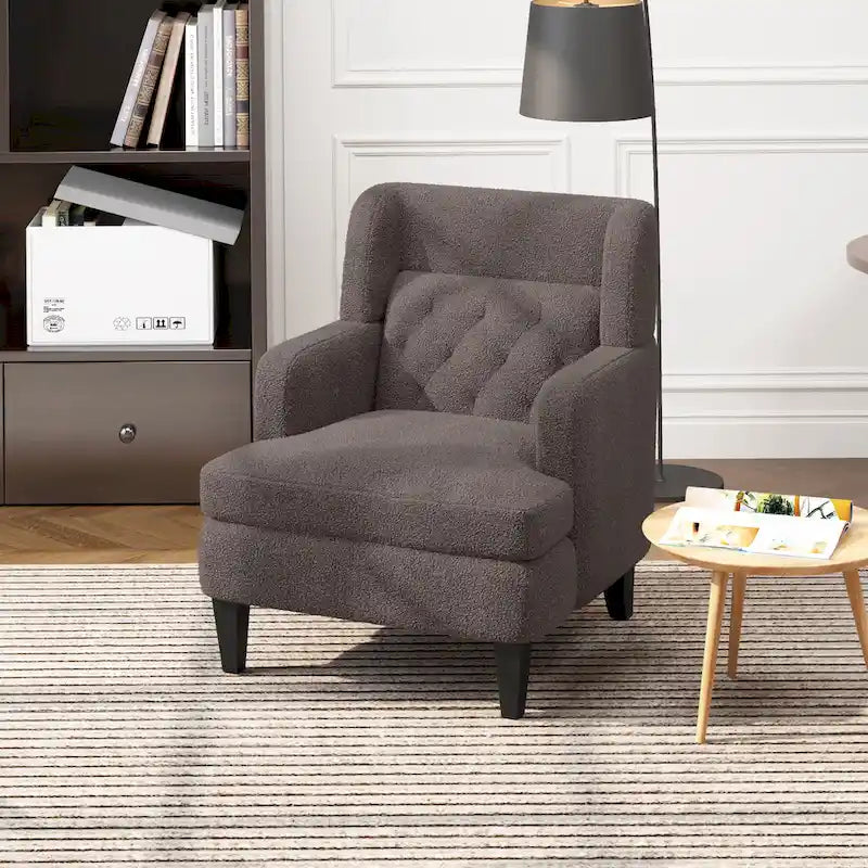 Modern Fabric Accent Chair with Tufted Back