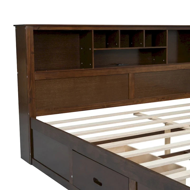 King Bed with Storage Headboard, 2 Drawers & USB Ports