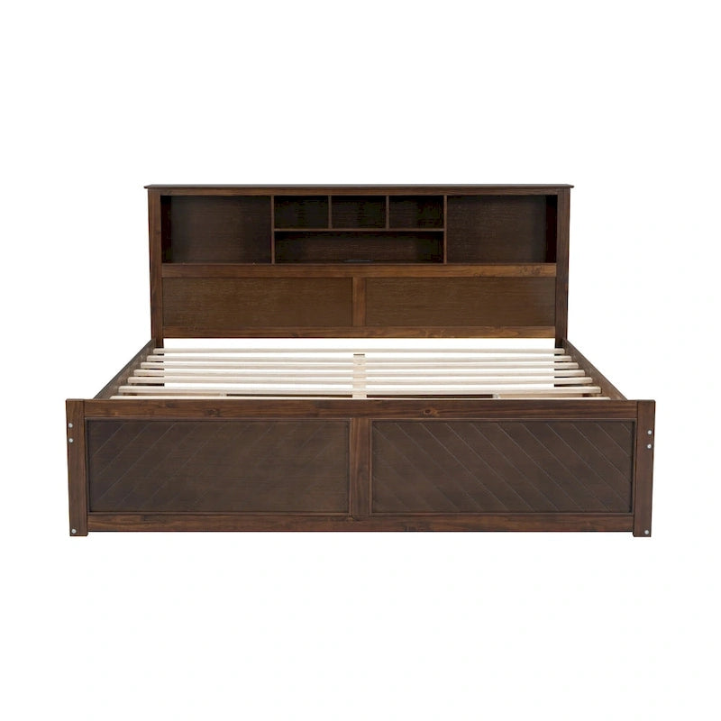 King Bed with Storage Headboard, 2 Drawers & USB Ports