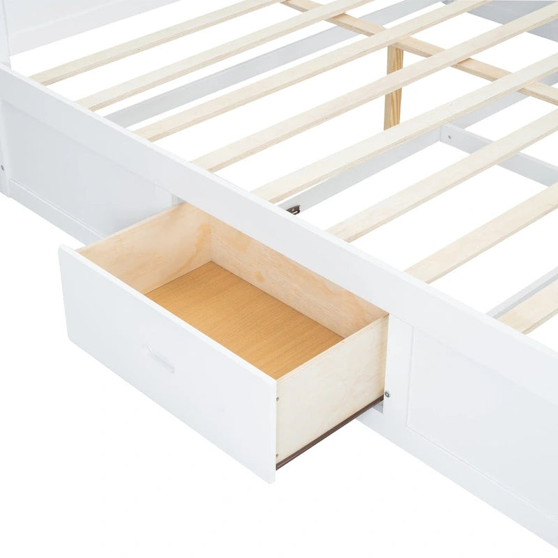 King Bed with Storage Headboard, 2 Drawers & USB Ports