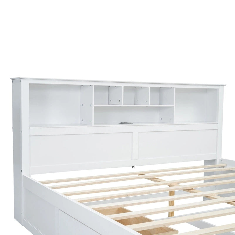 King Bed with Storage Headboard, 2 Drawers & USB Ports