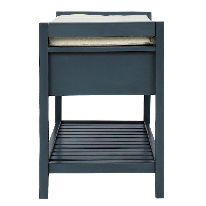 39-Inch Wood Storage Bench with Cushion, Drawers and Shoe Rack