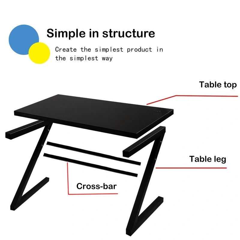 Z-Leg Tempered Glass Gaming and Study Desk with USB Cable Management