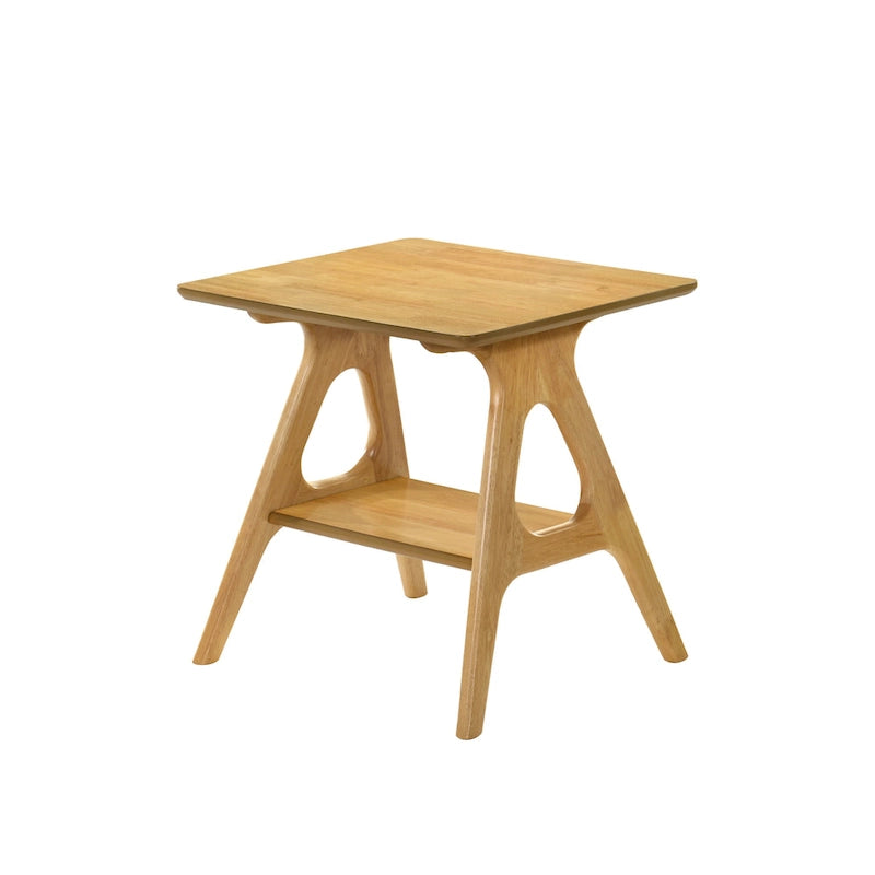 Mid-Century Modern Wood End Table with Shelf
