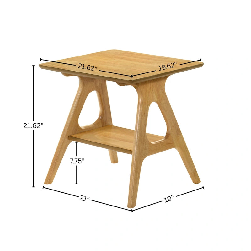 Mid-Century Modern Wood End Table with Shelf