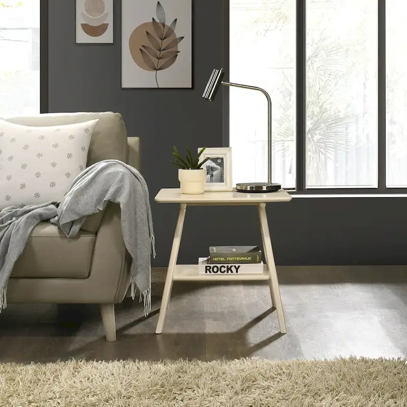 Mid-Century Modern Wood End Table with Shelf