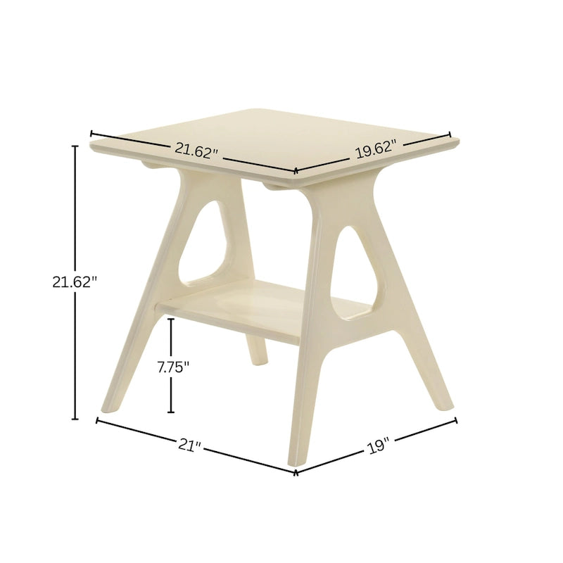 Mid-Century Modern Wood End Table with Shelf