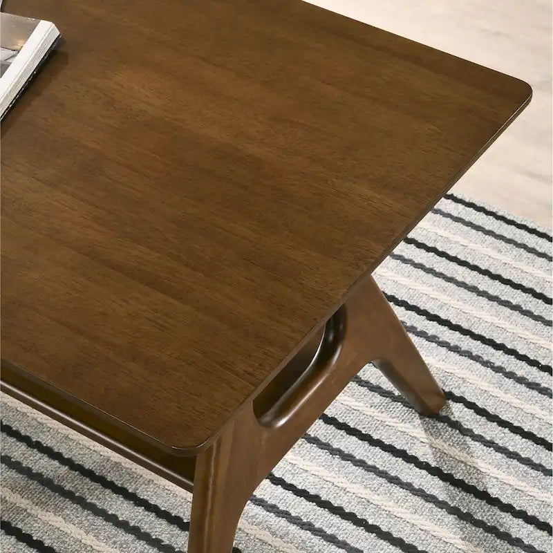 Mid-Century Modern Wood End Table with Shelf