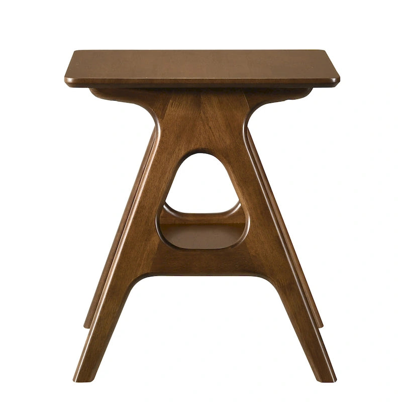 Mid-Century Modern Wood End Table with Shelf