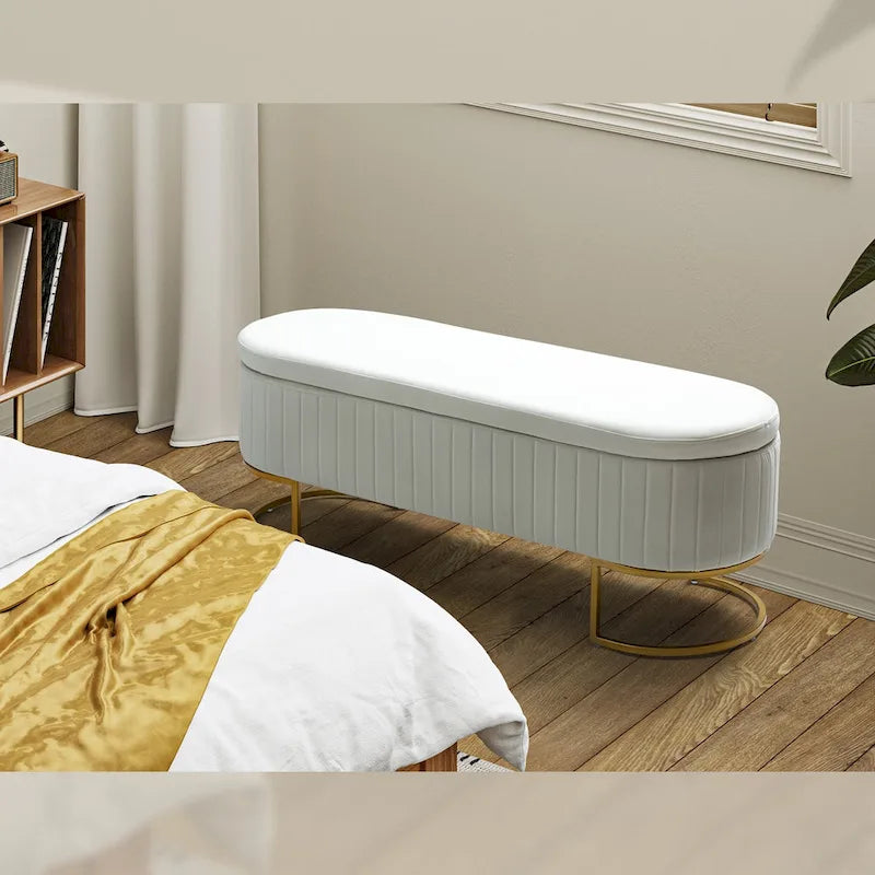 Velvet Storage Bench With Ottomans