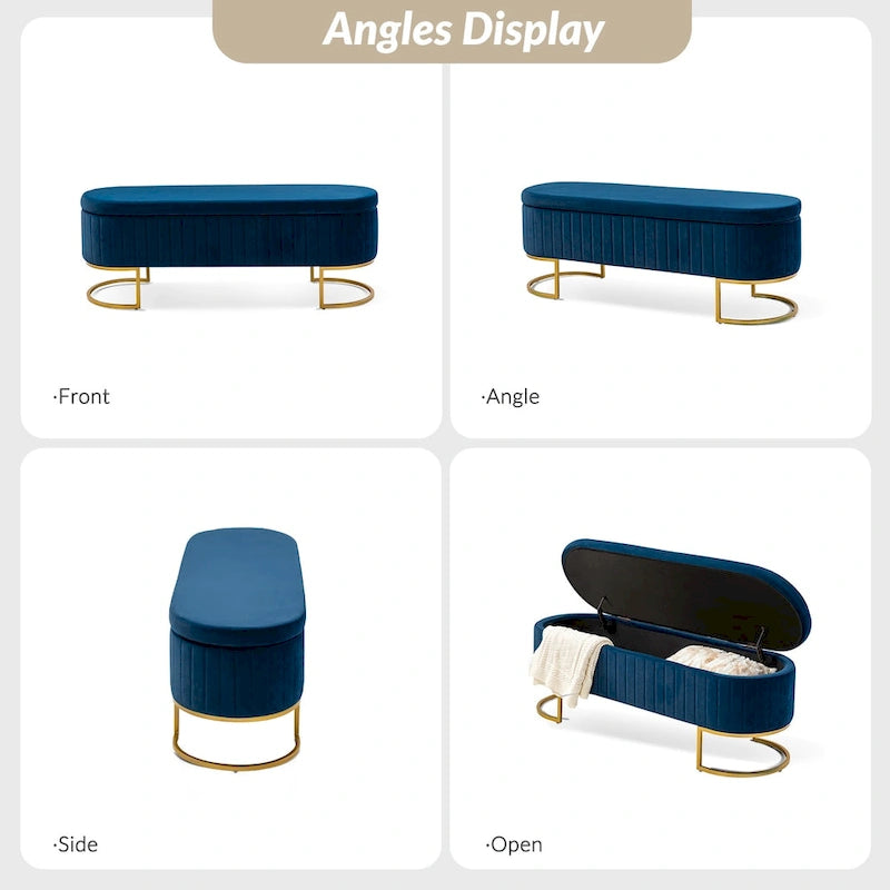 Velvet Storage Bench With Ottomans