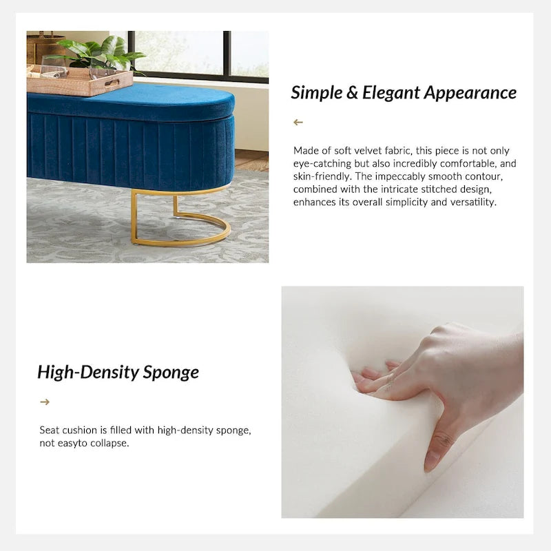 Velvet Storage Bench With Ottomans