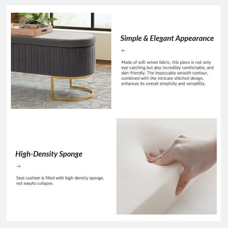 Velvet Storage Bench With Ottomans