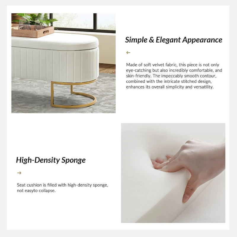 Velvet Storage Bench With Ottomans