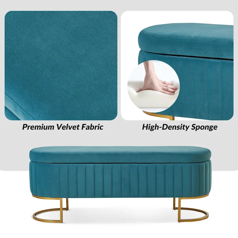 Velvet Storage Bench With Ottomans