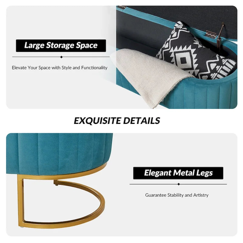 Velvet Storage Bench With Ottomans