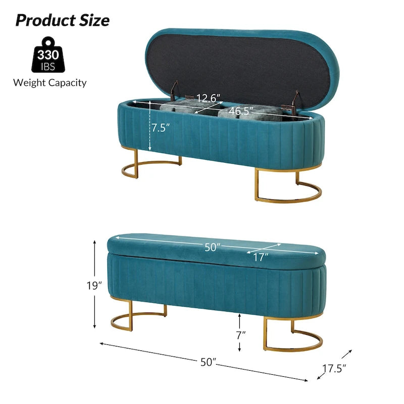 Velvet Storage Bench With Ottomans