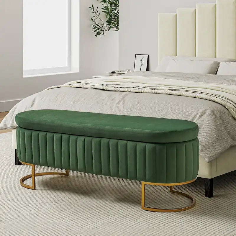 Velvet Storage Bench With Ottomans