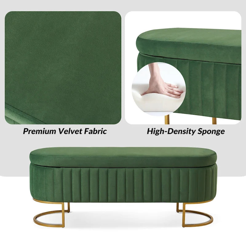 Velvet Storage Bench With Ottomans