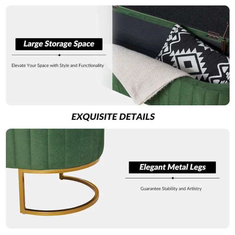 Velvet Storage Bench With Ottomans