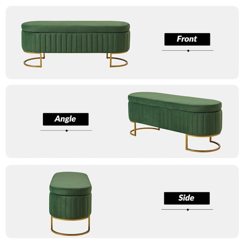 Velvet Storage Bench With Ottomans