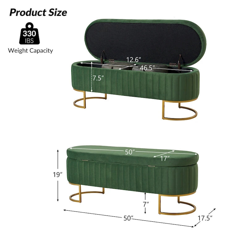 Velvet Storage Bench With Ottomans