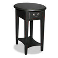Oval Hardwood End Table with Drawer and Shelf