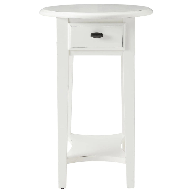 Oval Hardwood End Table with Drawer and Shelf