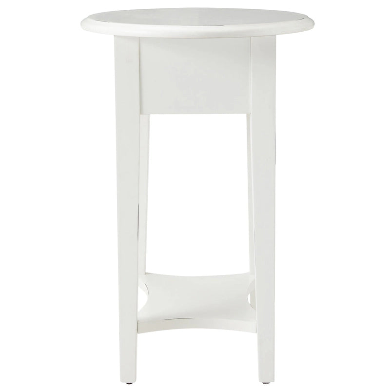 Oval Hardwood End Table with Drawer and Shelf