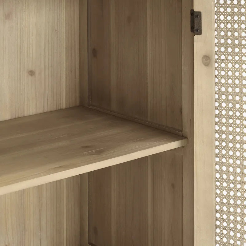 Woven Rattan Wicker Doors Accent Cabinet Sideboards
