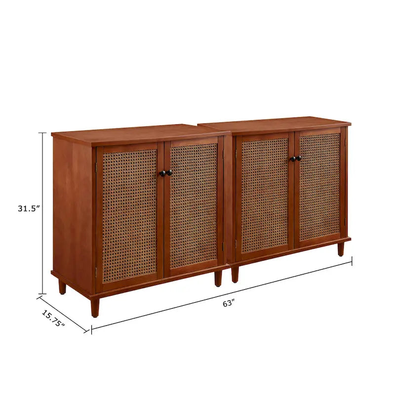 Woven Rattan Wicker Doors Accent Cabinet Sideboards