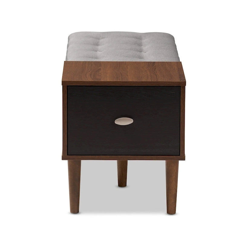 Mid-Century 1-Drawer Shoe Storage Bench