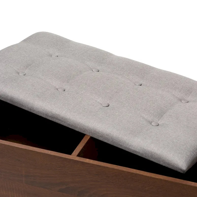 Mid-Century 1-Drawer Shoe Storage Bench