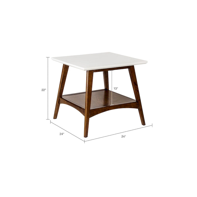 Mid-Century Two-Tone End Table with Storage Shelf