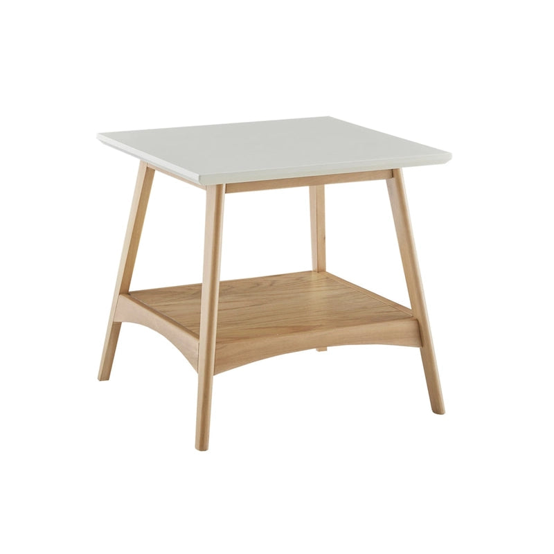 Mid-Century Two-Tone End Table with Storage Shelf