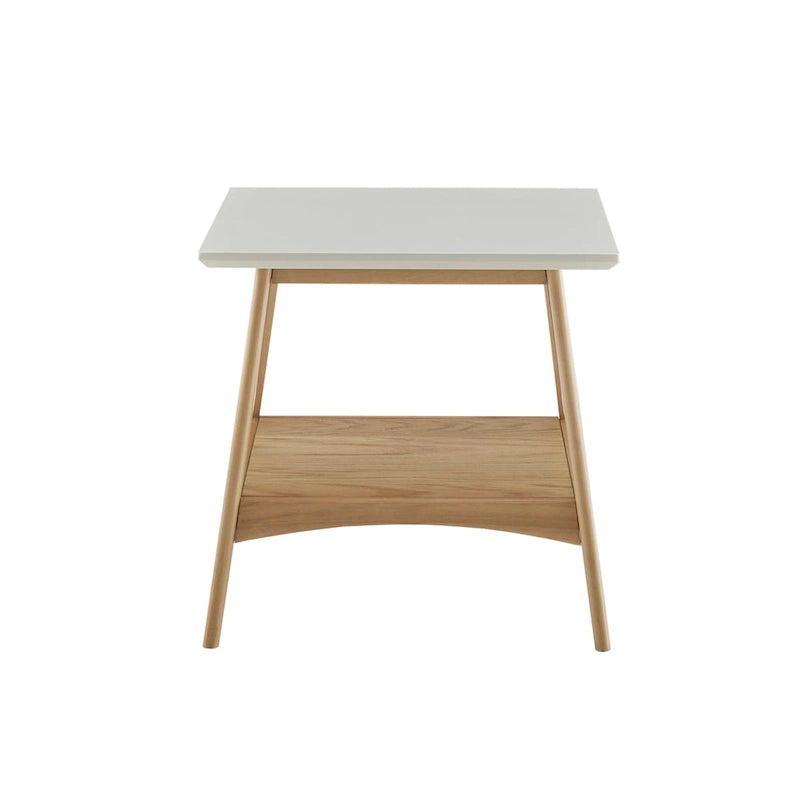 Mid-Century Two-Tone End Table with Storage Shelf