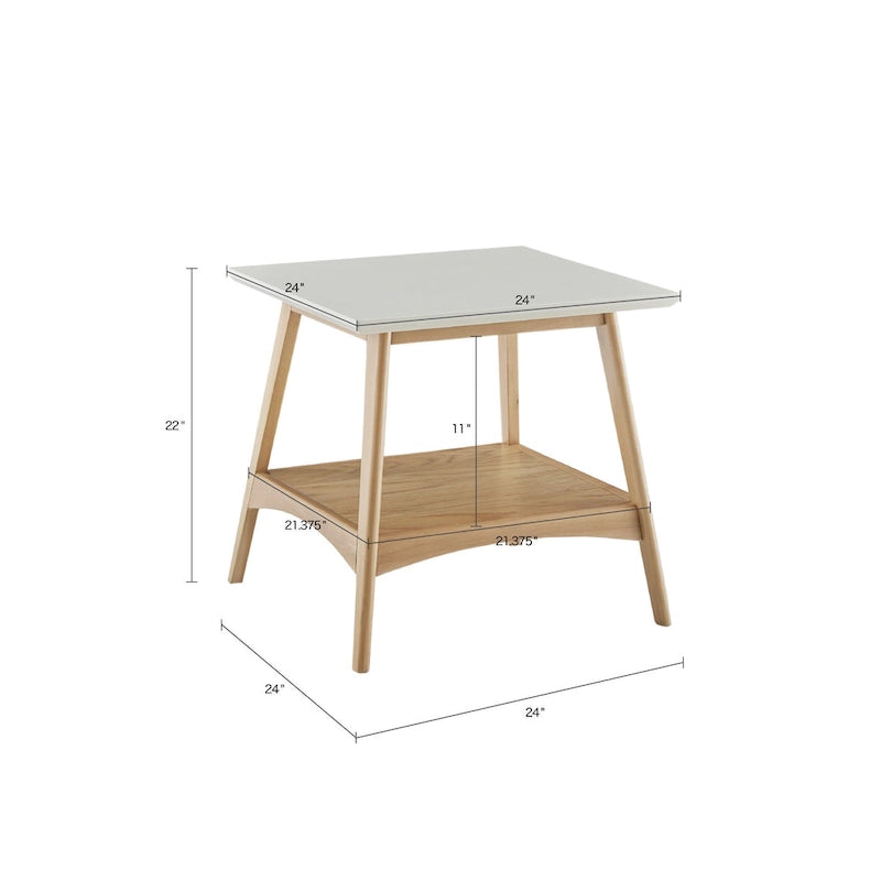 Mid-Century Two-Tone End Table with Storage Shelf