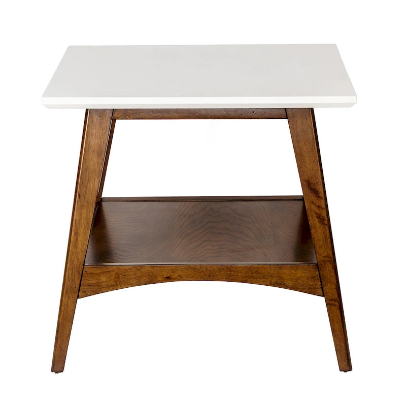 Mid-Century Two-Tone End Table with Storage Shelf