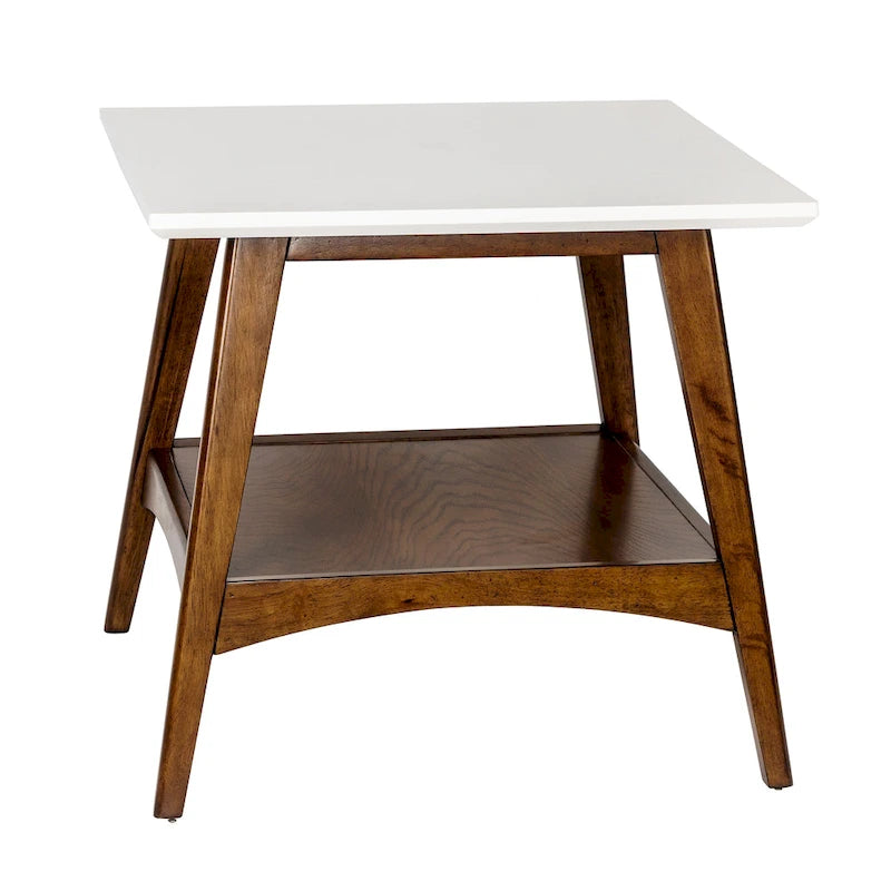 Mid-Century Two-Tone End Table with Storage Shelf
