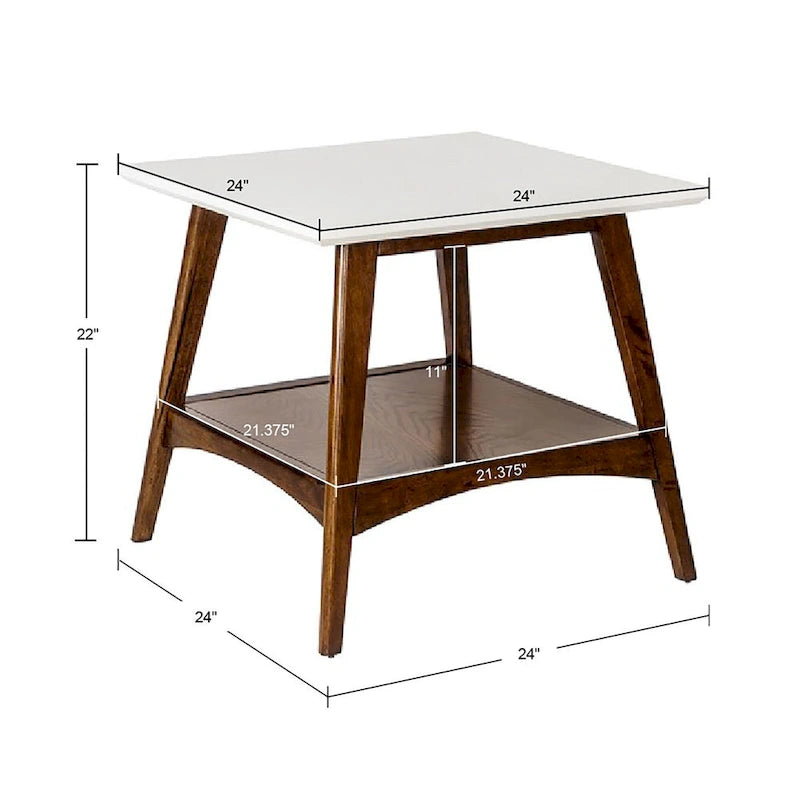 Mid-Century Two-Tone End Table with Storage Shelf