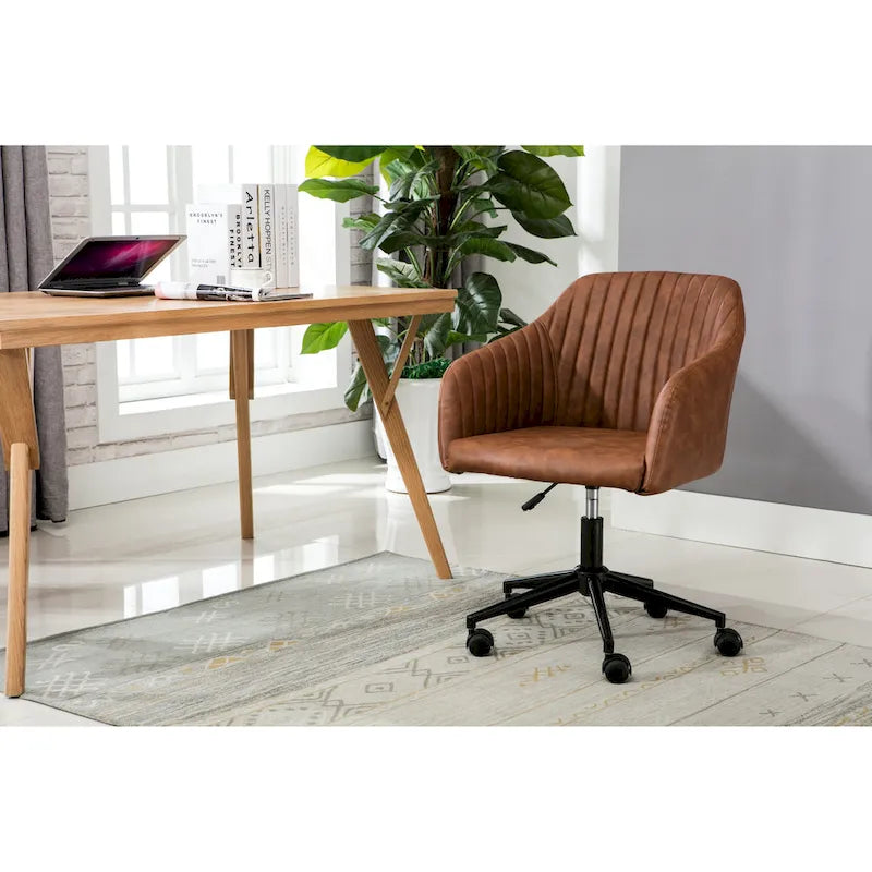 Office Desk Chair, Tufted PU Leather Upholstery