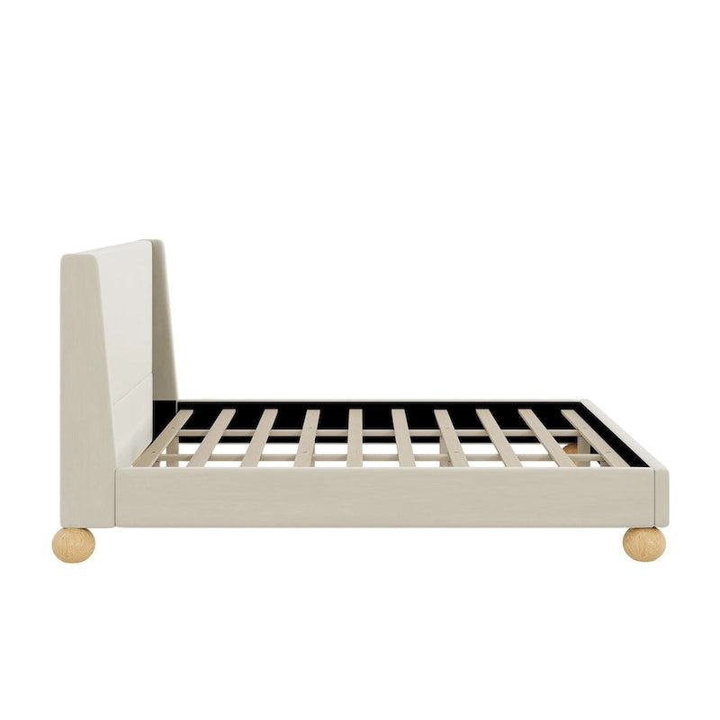 Modern Upholstered Platform Bed with Wingback Headboard