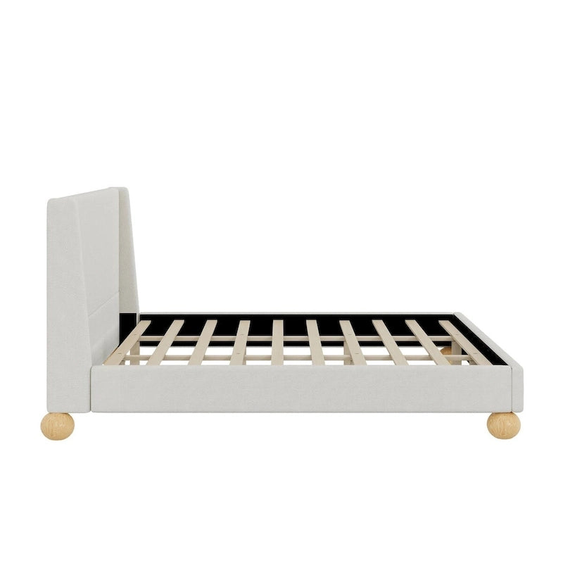 Modern Upholstered Platform Bed with Wingback Headboard