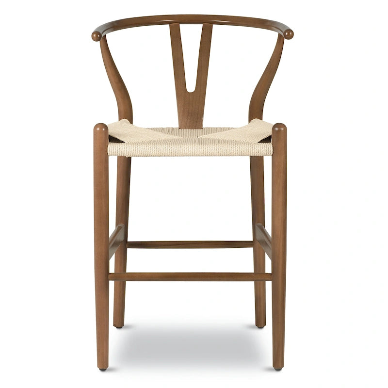 23.5-Inch Seat Height Counter Stool with Solid Wood Frame and Woven Rope Seat