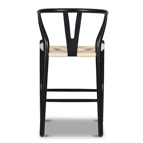 23.5-Inch Seat Height Counter Stool with Solid Wood Frame and Woven Rope Seat