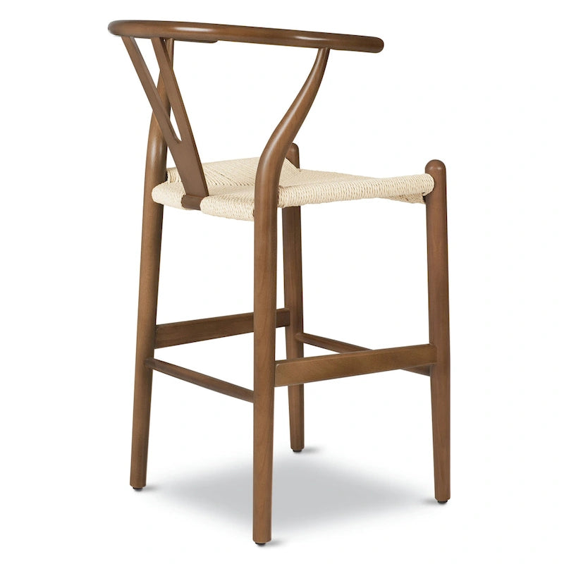 23.5-Inch Seat Height Counter Stool with Solid Wood Frame and Woven Rope Seat