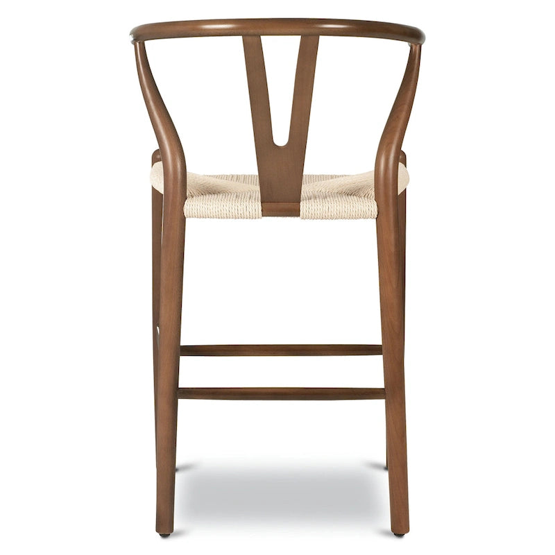 23.5-Inch Seat Height Counter Stool with Solid Wood Frame and Woven Rope Seat